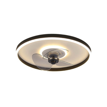 Contemporary Nordic Round Iron Silicone Aluminum Invisible LED Flush Mount Ceiling Fan Light For Living Room & Bedroom