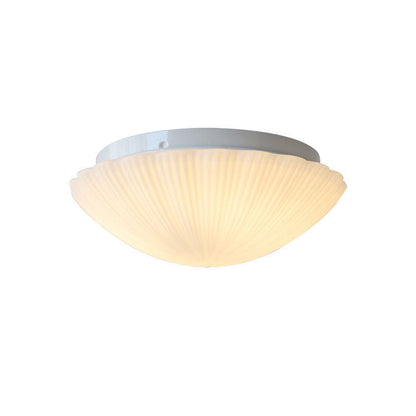 Modern Minimalist Cream Shell Glass LED Flush Mount Ceiling Light For Living Room & Bedroom