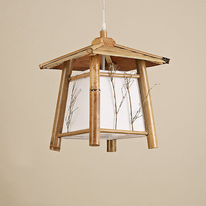 Traditional Japanese Bamboo Weaving Metal 1-Light Pendant Light