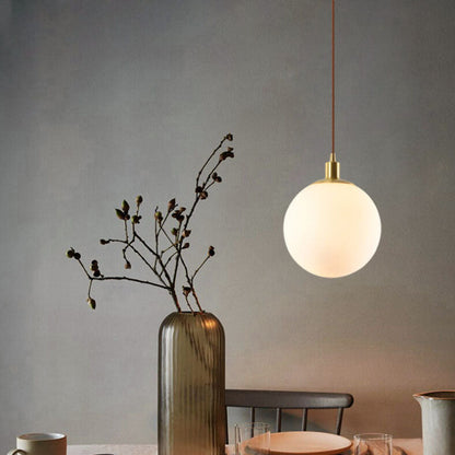 Contemporary Nordic Minimalist White Orb 1-Light Pendant Light For Bedroom