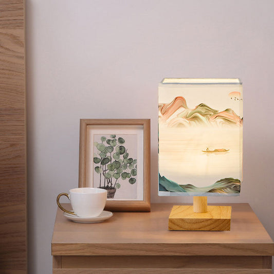 Contemporary Creative Fabric Square USB LED Table Lamp For Bedroom