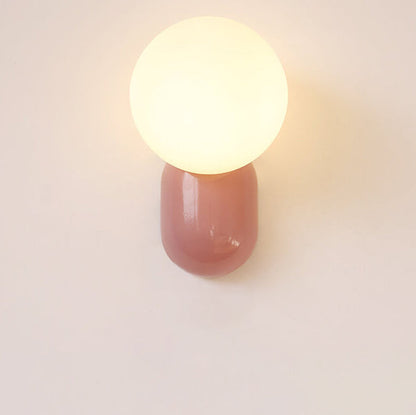 Modern Minimalist Macaron Cream Style Resin Glass Ball 1-Light Wall Sconce Lamp