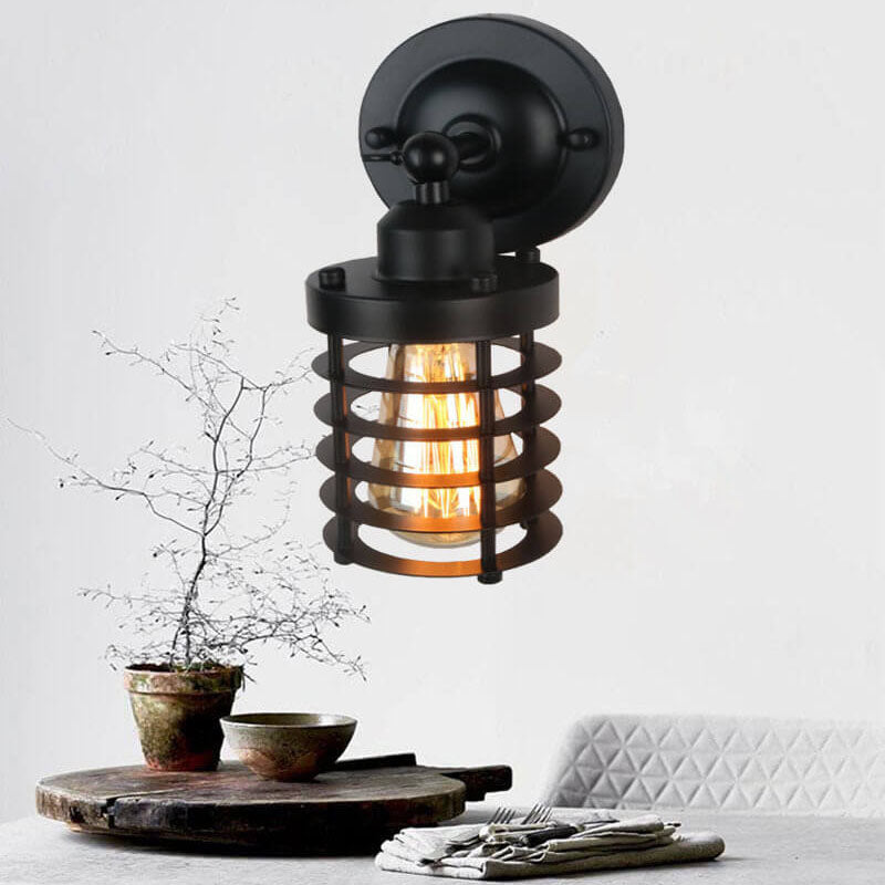 Northern Retro Industrial Wrought Iron 1-Light Wall Sconce Lamp