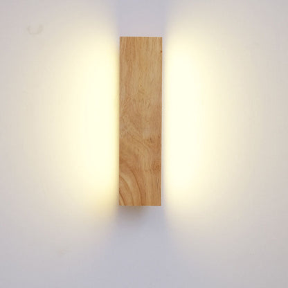 Contemporary Nordic Log Rectangular Flat Rotatable Solid Wood Acrylic LED Wall Sconce Lamp