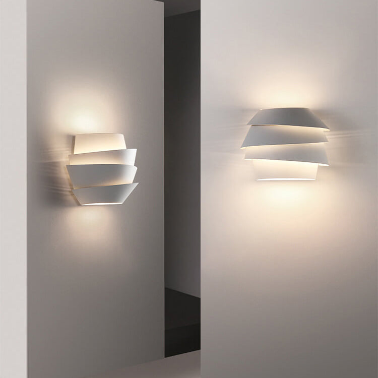 Nordic Minimalist Layers Half Cylinder Iron 2-Light Wall Sconce Lamp