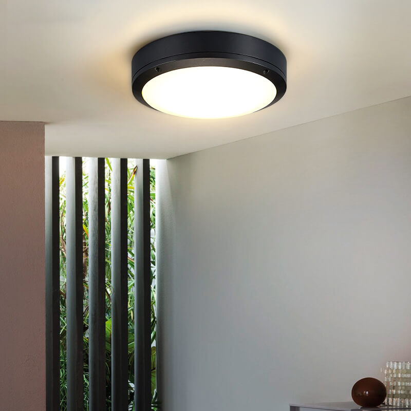 Modern Minimalist Round Aluminum Acrylic Outdoor Waterproof LED Flush Mount Ceiling Light For Outdoor Patio