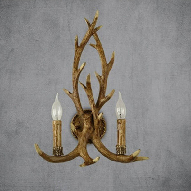 Industrial Resin Retro Antler 2-Light Creative Wall Sconce Lamp