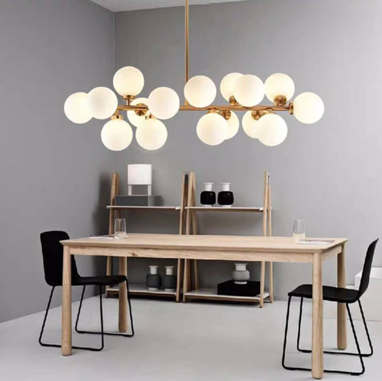Modern Luxury Magic Bean Iron Glass Ball 16-Light Island Light Chandelier For Dining Room
