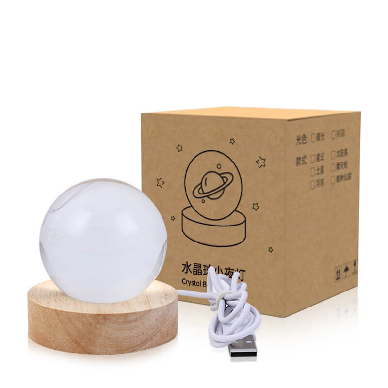 Contemporary Creative Star System Crystal Ball USB LED Night Light Table Lamp For Bedroom