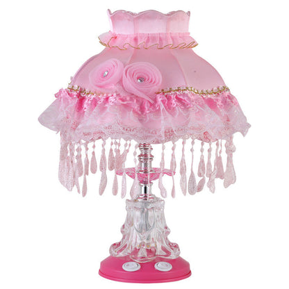 European Style Wedding Fabric Glass 1-Light Table Lamp