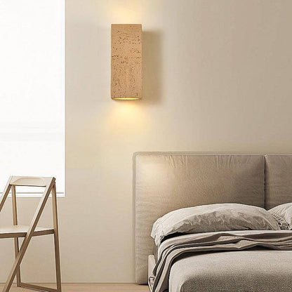 Traditional Retro Wabi-sabi Composites Square Column Hand Sculpted LED Wall Sconce Lamp for Living Room