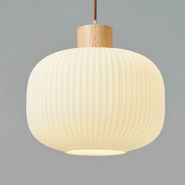 Traditional Japanese Log Solid Wood Strip Glass Jar 1/2/3 Light Island Pendant Light For Living Room