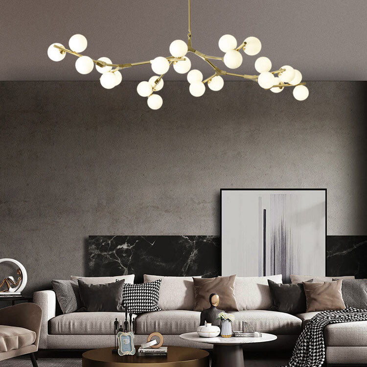 Modern Minimalist Magic Bean Branch Glass Hardware 12/18/24 Light Chandelier For Living Room & Bedroom