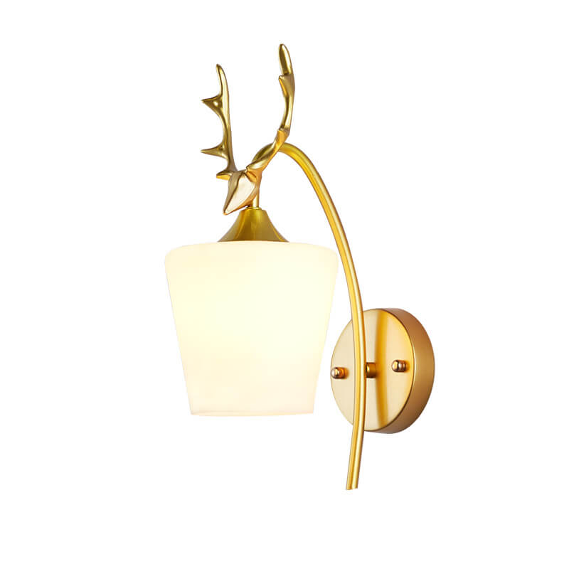 Nordic Creative Antler Glass Cone Shade 1-Light Wall Sconce Lamp for Living Room