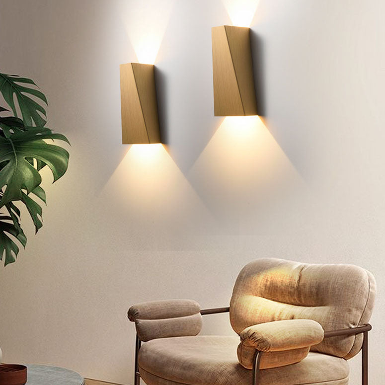 Modern Minimalist Brushed Aluminum Geometric Square LED Wall Sconce Lamp For Living Room
