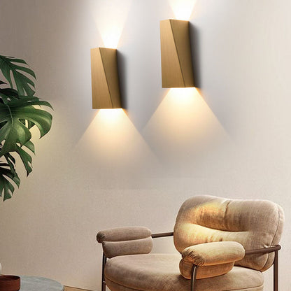 Modern Minimalist Brushed Aluminum Geometric Square LED Wall Sconce Lamp For Living Room