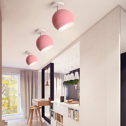 Nordic Macaron Dome 1-Light Semi-Flush Mount Ceiling Light