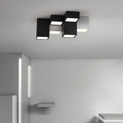 Modern Minimalist Cube Iron Acrylic LED Flush Mount Ceiling Light For Living Room
