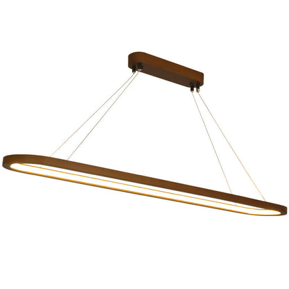 Modern Chinese Solid Wood Round Ring Frame Island Light LED Chandelier