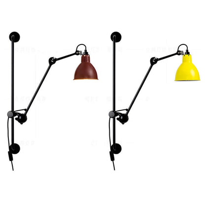 Industrial Vintage Iron Long Pole Swing Arm 1-Light Wall Sconce Lamp