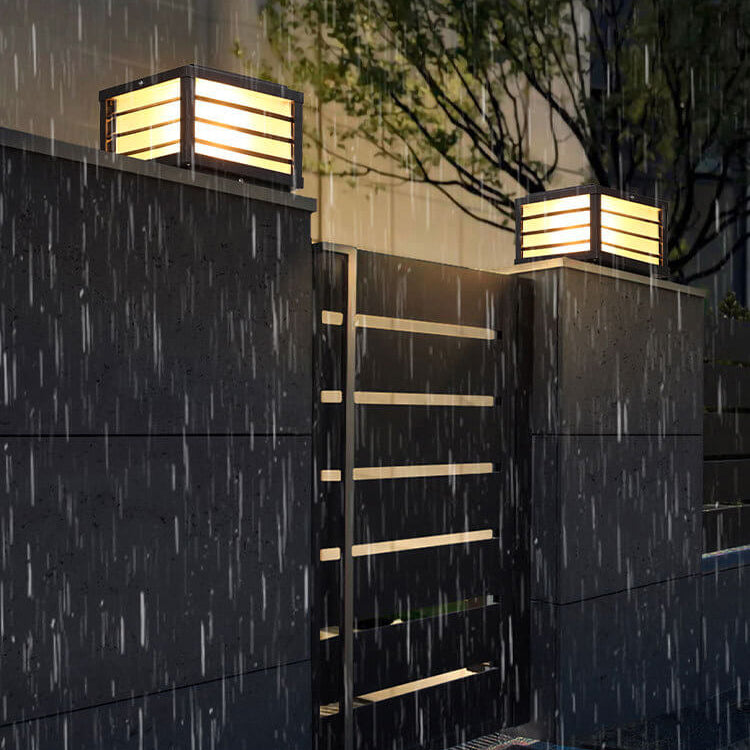 Modern Minimalist Waterproof Solar Square Aluminum PC LED Post Landscape Lighting for Garden