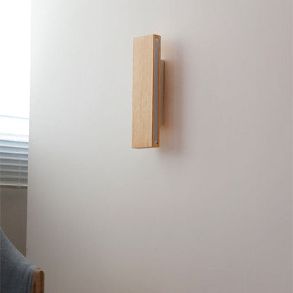 Contemporary Nordic Log Rectangular Flat Rotatable Solid Wood Acrylic LED Wall Sconce Lamp