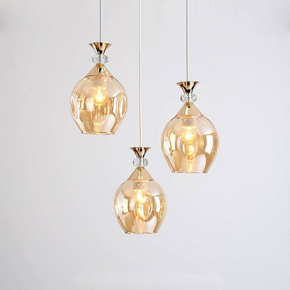 Contemporary Nordic Gradient Glass Hardware Orb 1/3 Light Island Light Chandelier for Living Room