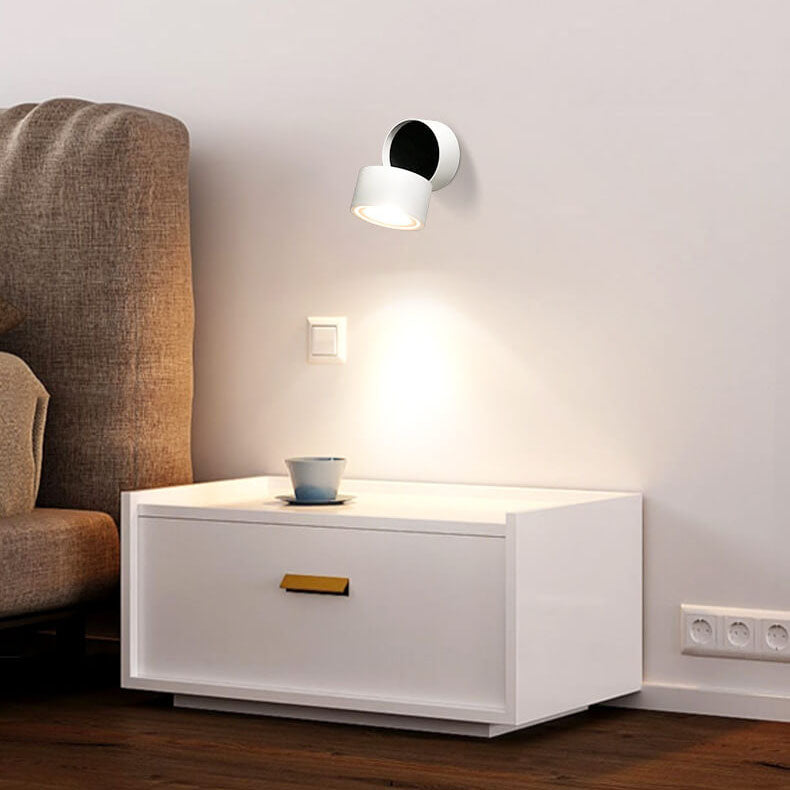 Modern Minimalist Round Aluminium Rotatable Folding LED Wall Sconce Lamp For Living Room & Bedroom