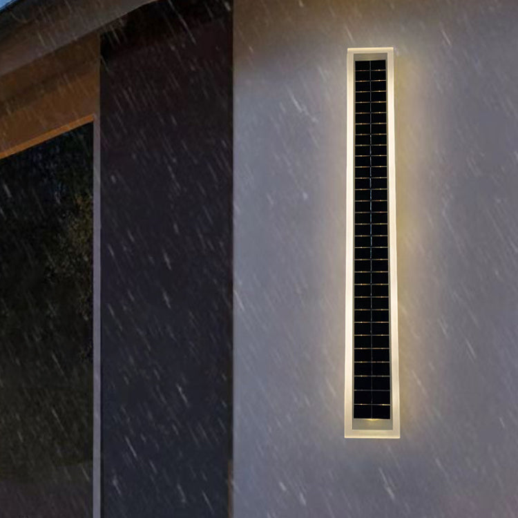 Modern Minimalist Aluminum Acrylic Outdoor Solar Rectangular Strip Waterproof Patio LED Wall Sconce Lamp for Outdoor Patio