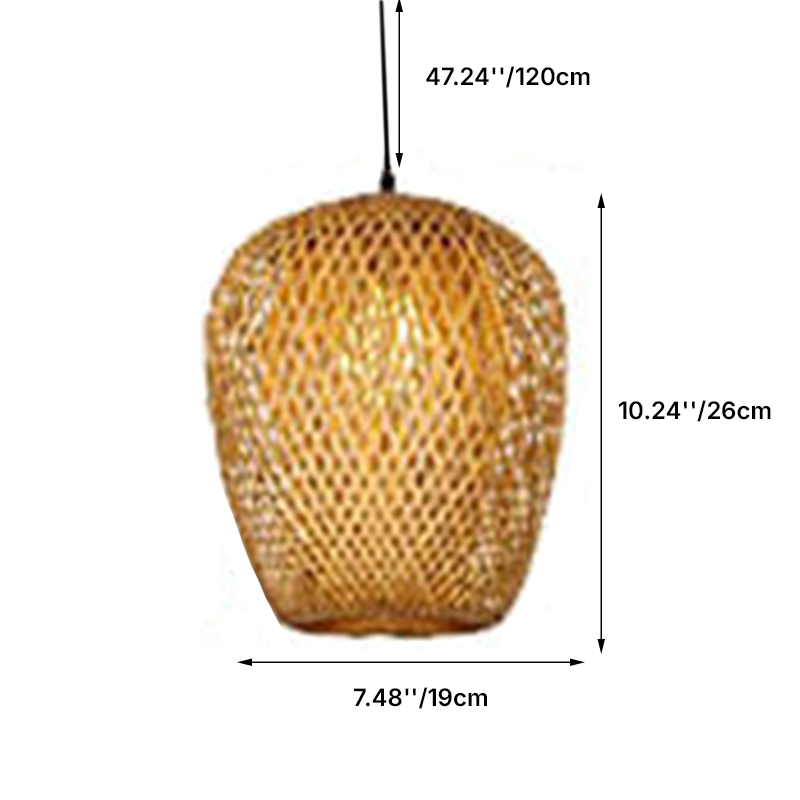 Traditional Vintage Bamboo Metal Weaving Round 1-Light Pendant Light for Living Room