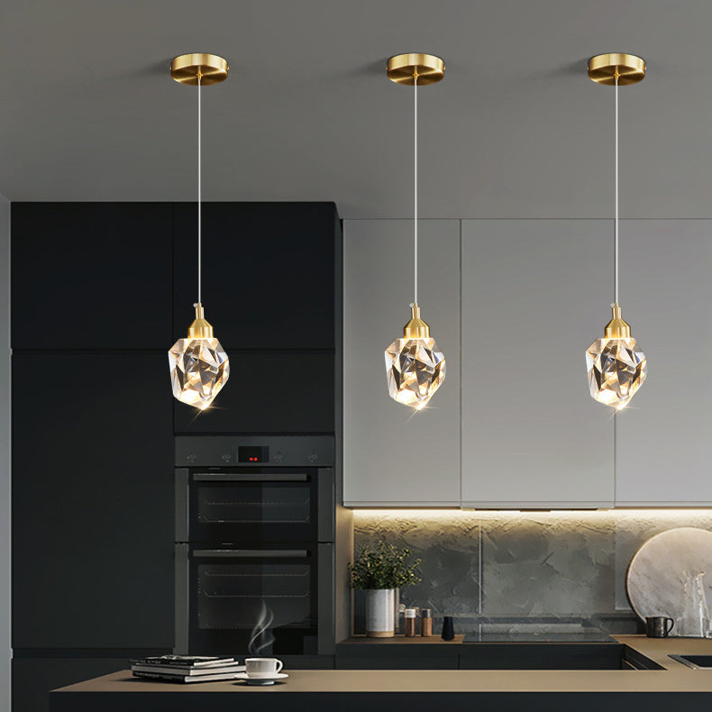 Modern Luxury Sparkling Crystal Stone Iron LED Pendant Light For Living Room