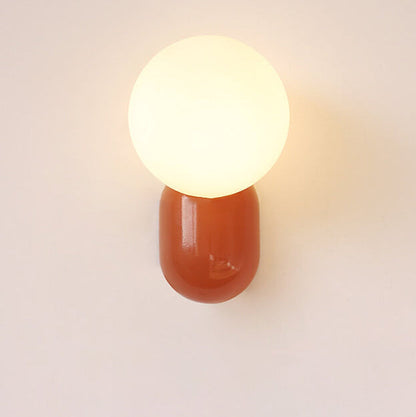 Modern Minimalist Macaron Cream Style Resin Glass Ball 1-Light Wall Sconce Lamp