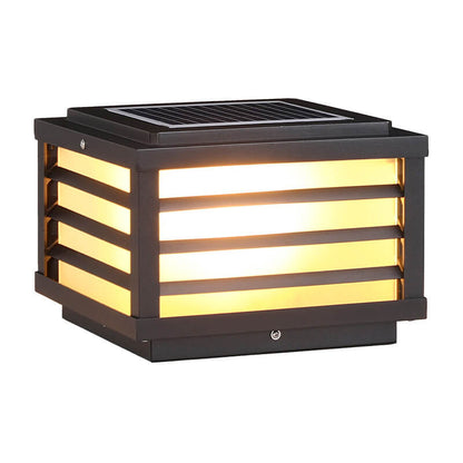 Modern Minimalist Waterproof Solar Square Aluminum PC LED Post Landscape Lighting for Garden
