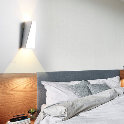 Modern Minimalist Brushed Aluminum Geometric Square LED Wall Sconce Lamp For Living Room