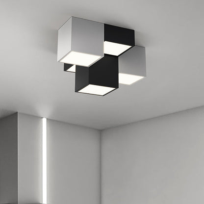Modern Minimalist Cube Iron Acrylic LED Flush Mount Ceiling Light For Living Room