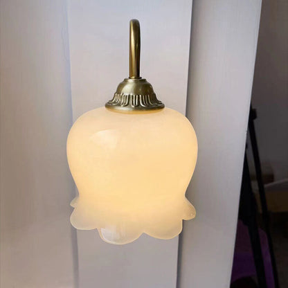 Traditional Vintage Floral Resin Copper Iron 1-Light Wall Sconce Lamp For Bedroom
