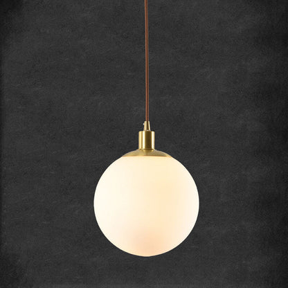Contemporary Nordic Minimalist White Orb 1-Light Pendant Light For Bedroom