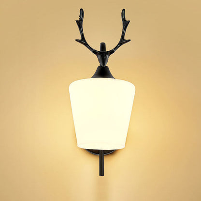 Nordic Creative Antler Glass Cone Shade 1-Light Wall Sconce Lamp for Living Room