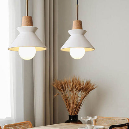 Nordic Minimalist Macaron Wood Cement  1-Light Pendant Light