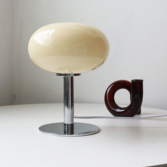 Contemporary Nordic Round Iron Glass 1-Light Table Lamp For Bedroom