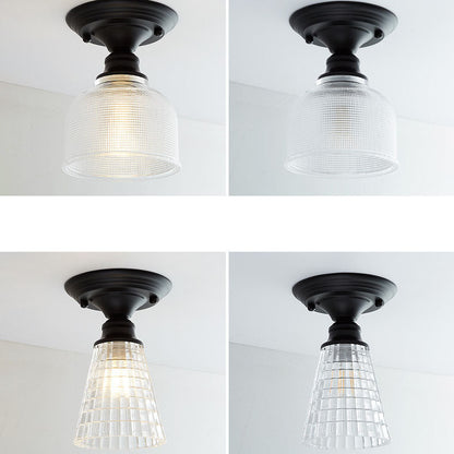 Contemporary Nordic Iron Glass Floral Round Geometry 1-Light Semi-Flush Mount Ceiling Light For Living Room & Bedroom