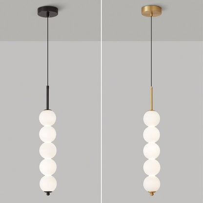 Nordic Creative Brass Spherical Glass Long Strip LED Pendant Light
