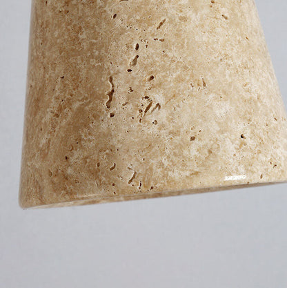 Japanese Minimalist Round Yellow Travertine Shade 1-Light Semi-Flush Mount Ceiling Light