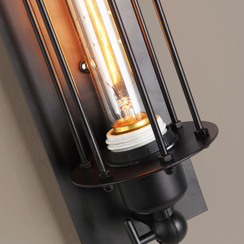 Contemporary Industrial Iron Rectangle Pencil-shaped 1-Light Wall Sconce Lamp For Living Room