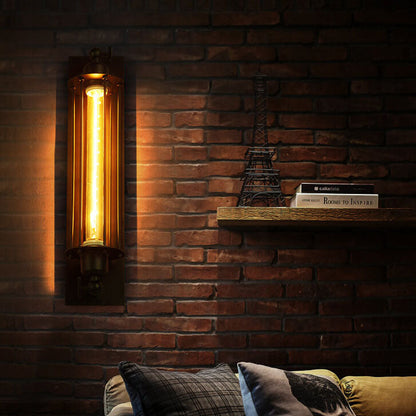 Contemporary Industrial Iron Rectangle Pencil-shaped 1-Light Wall Sconce Lamp For Living Room