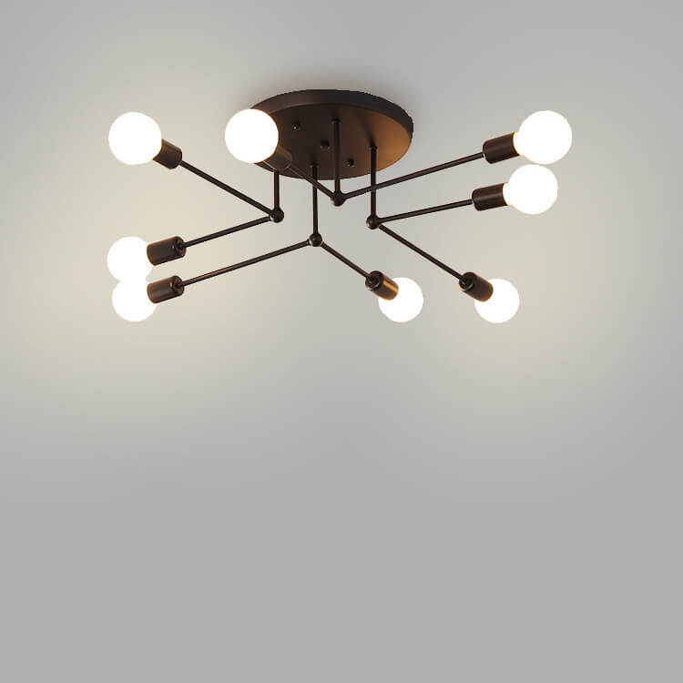 Industrial Concise Linear 6/8-Light Semi-Flush Mount Lighting