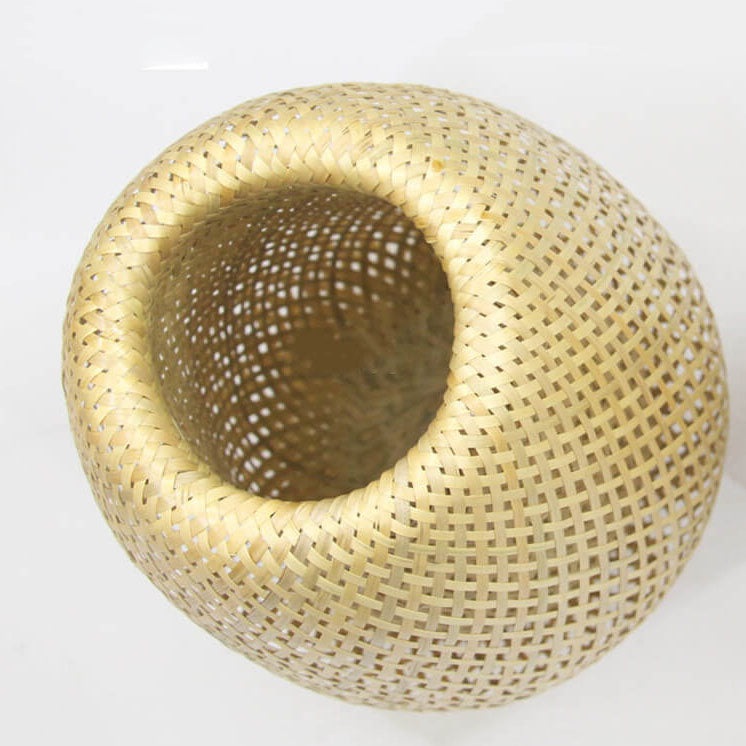 Traditional Vintage Bamboo Metal Weaving Round 1-Light Pendant Light for Living Room