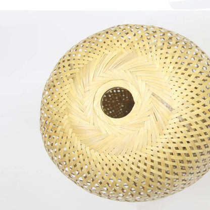 Traditional Vintage Bamboo Metal Weaving Round 1-Light Pendant Light for Living Room