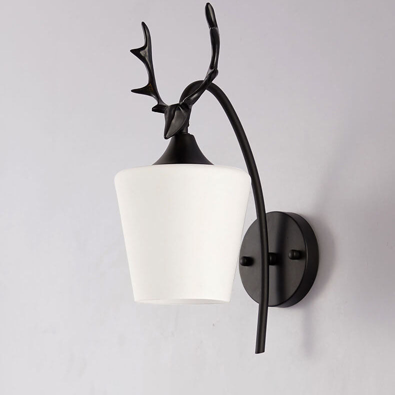 Nordic Creative Antler Glass Cone Shade 1-Light Wall Sconce Lamp for Living Room