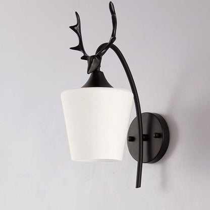 Nordic Creative Antler Glass Cone Shade 1-Light Wall Sconce Lamp for Living Room